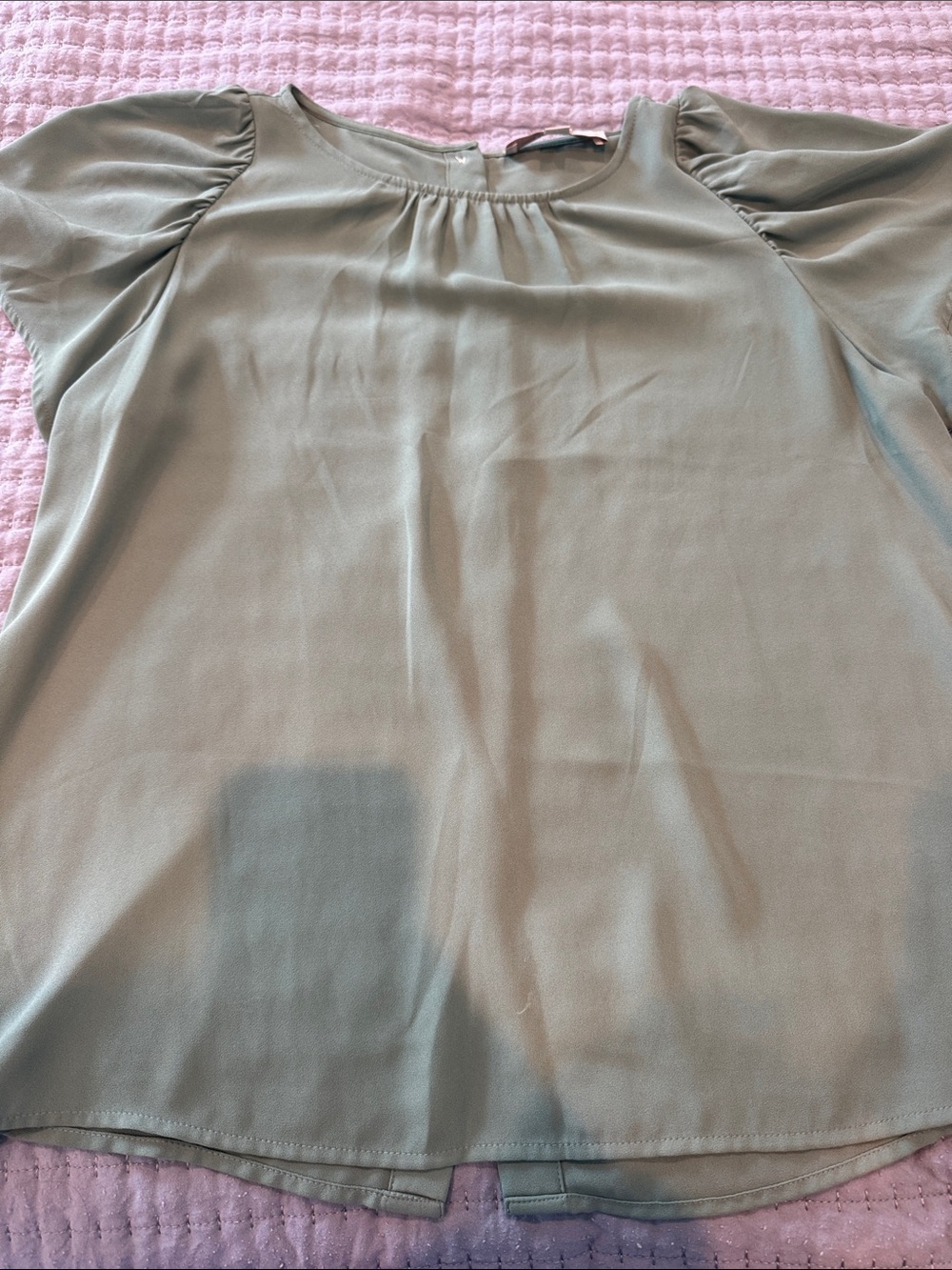 LOFT Sage Green Puff Sleeve Blouse